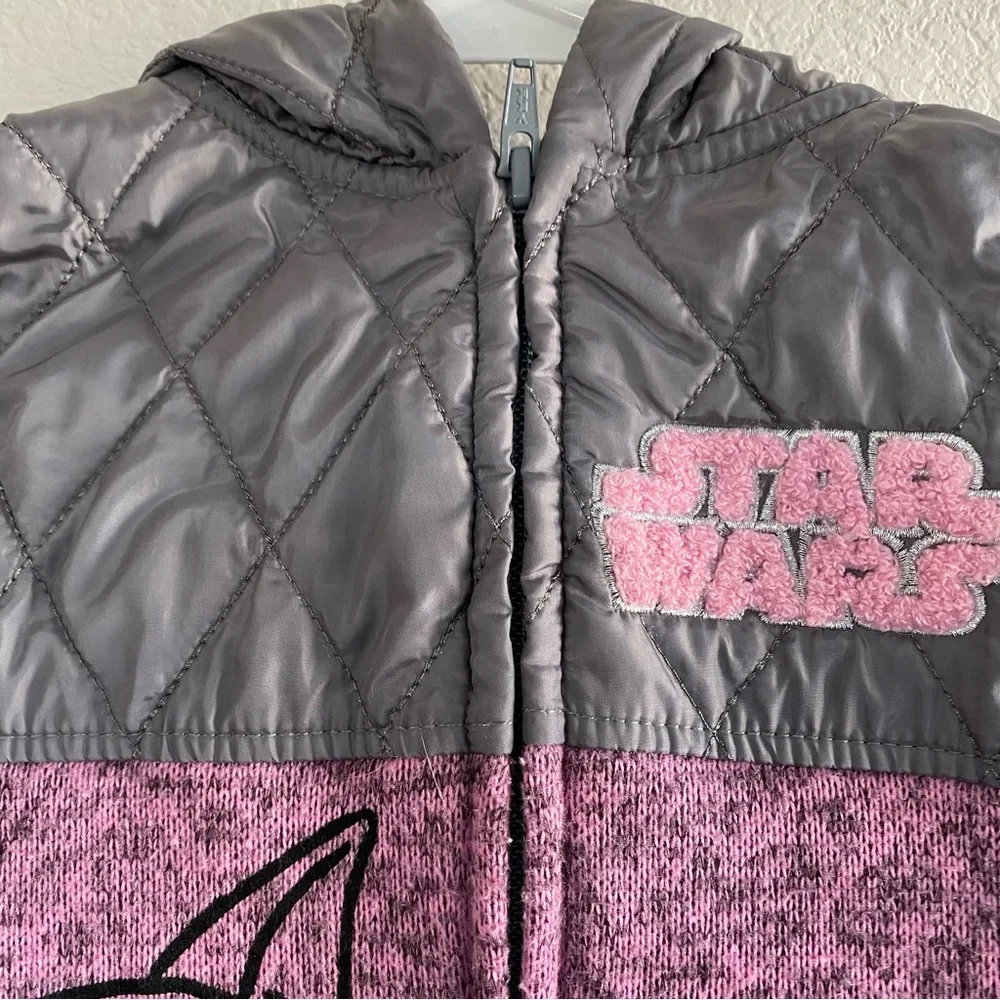Star‎ Wars Girl's Baby Yoda Pink Full Zip Up Hooded Light Weight Jacket Size 5
